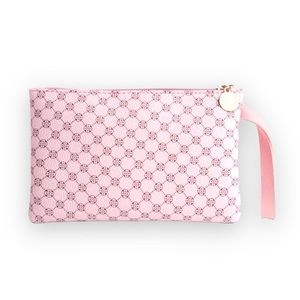 New Baby Pink Celtic Pattern Faux Leather Gold Hardware Clutch Wristlet Large